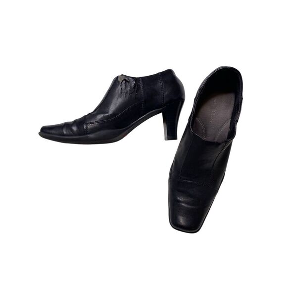 Aerosoles Black Slip On Square Toe Heeled Booties Womens Size 8B Office - Picture 5 of 11